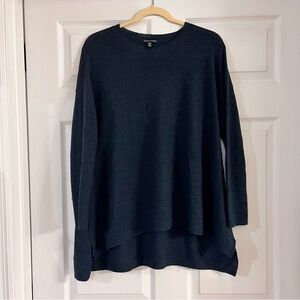 Eileen Fisher merino wool oversized dark teal women’s pullover sweater small